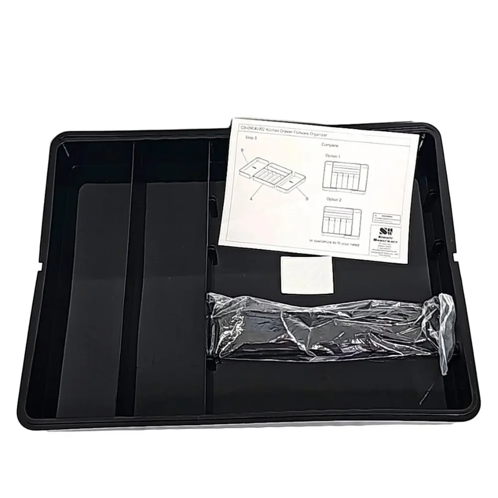 Simple Houseware Expandable Kitchen Drawer Flatware Organizer Black (NWOB)